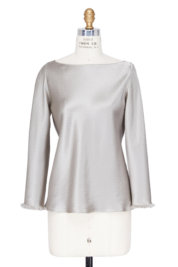 Peter Cohen - Silver Hammered Silk Frayed Detail Blouse