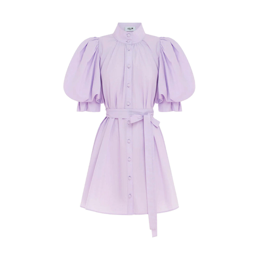 knee length dresses for ladies Viridian Silk Linen Tie Dress - Violet by Leo Lin For SALE