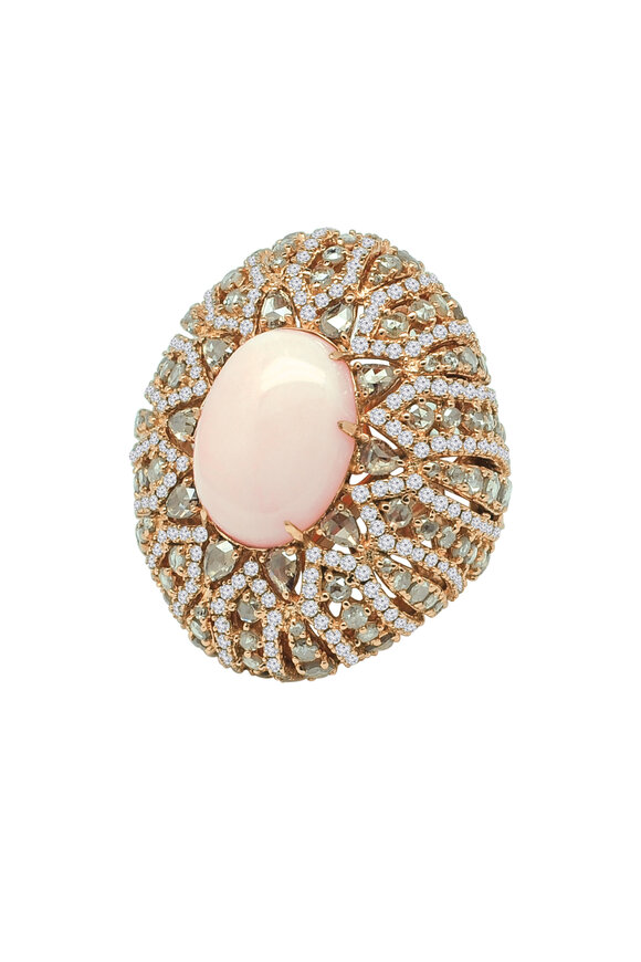 Sutra - Rose Gold Coral Diamond Ring