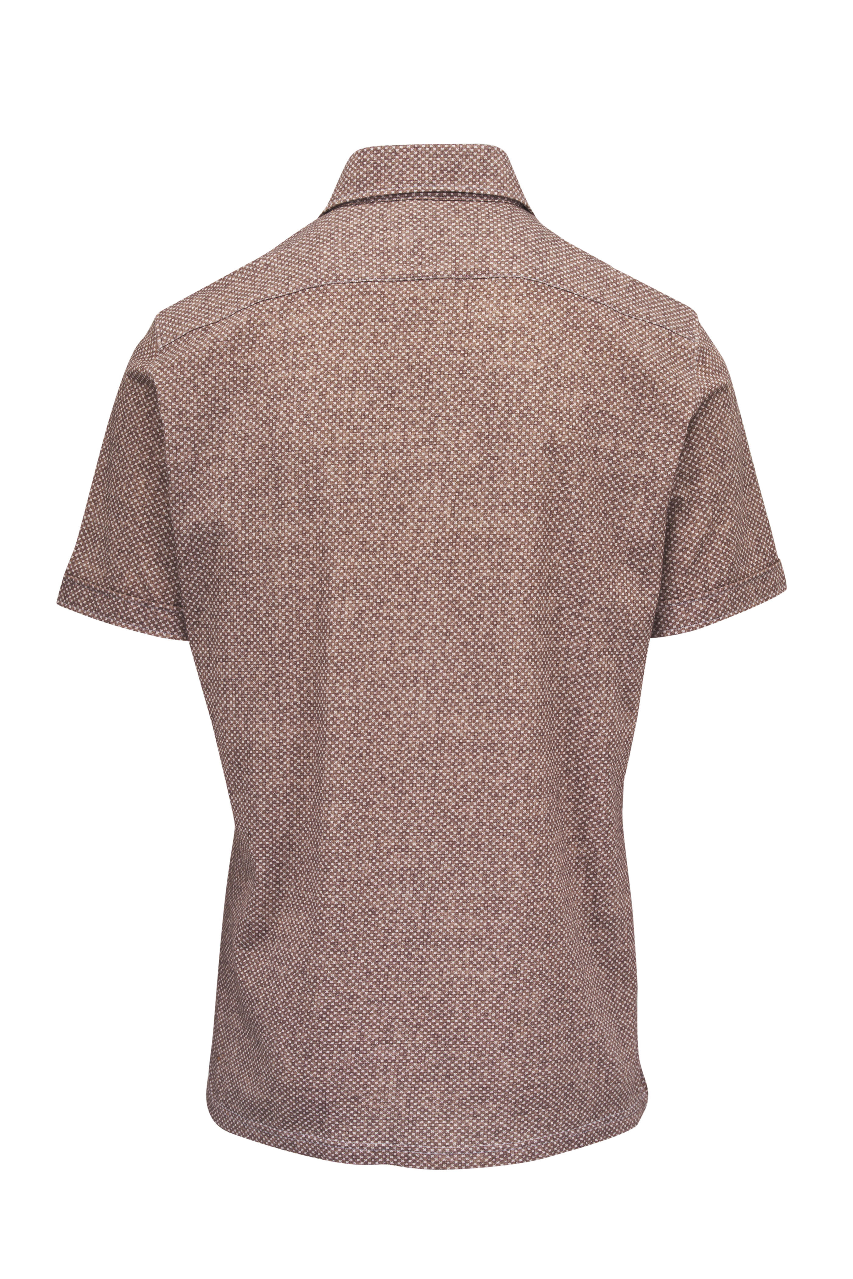 Emanuel Berg - Pablo Brown Mini Print Short Sleeve Button Down