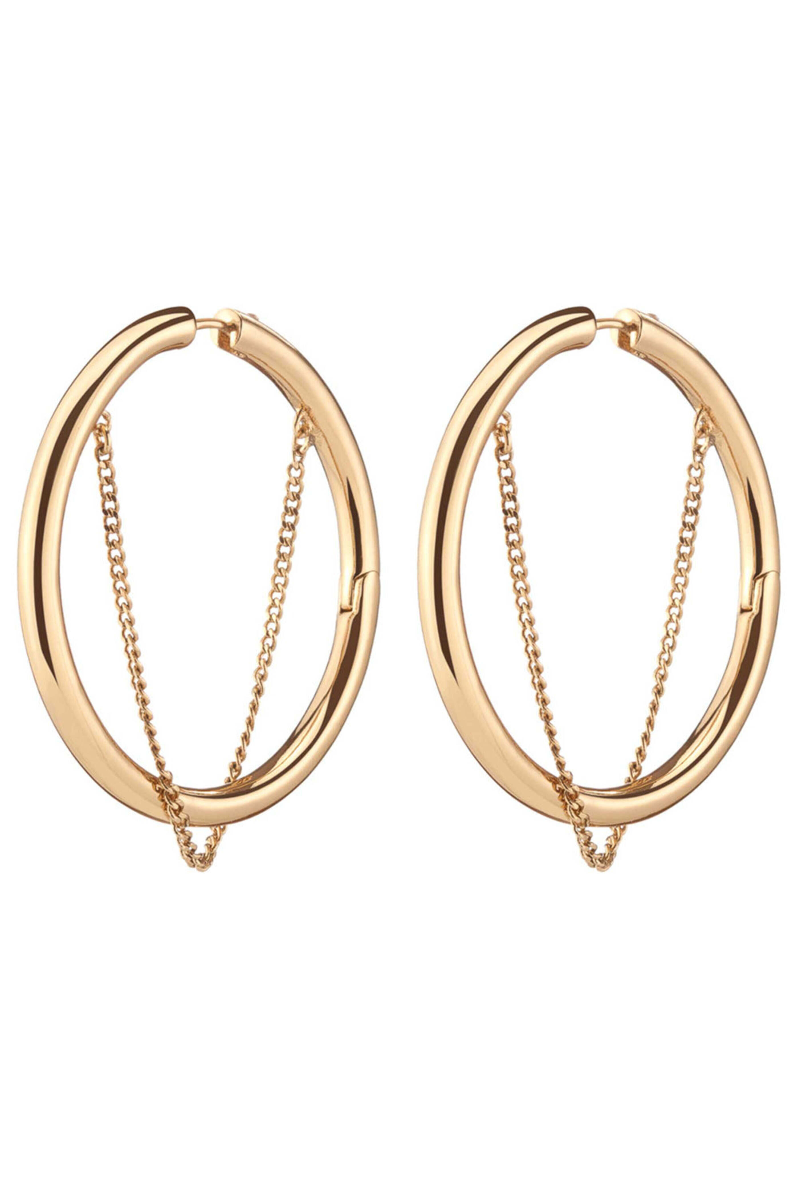Demarson - Gold Hanging Chain Riley Hoop Earrings