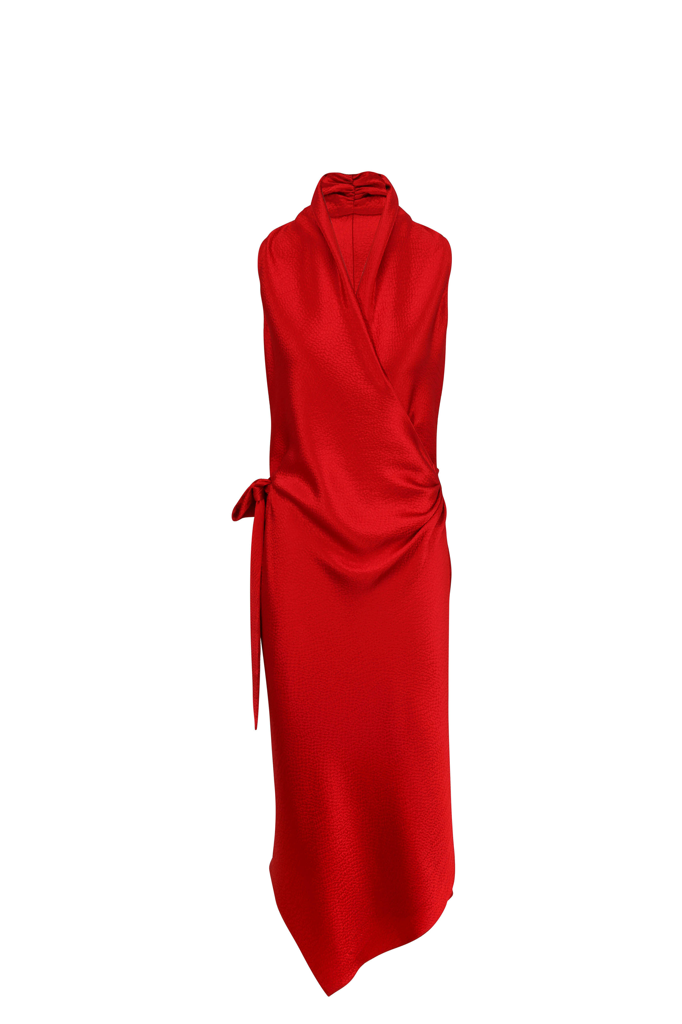 Peter Cohen - Victor Red Hammered Silk Wrap Dress