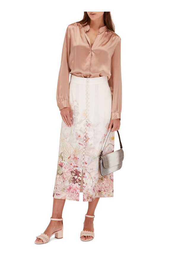 Zimmermann - Dancer Buttoned Floral Midi Skirt