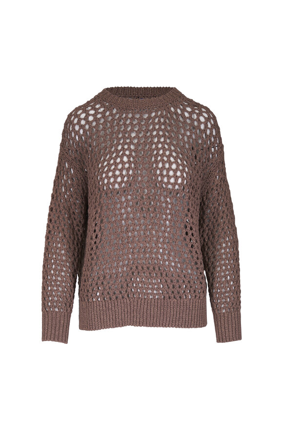 Lafayette 148 New York Root Multi Hand Knit Cotton Open Stitch Sweater - view 1