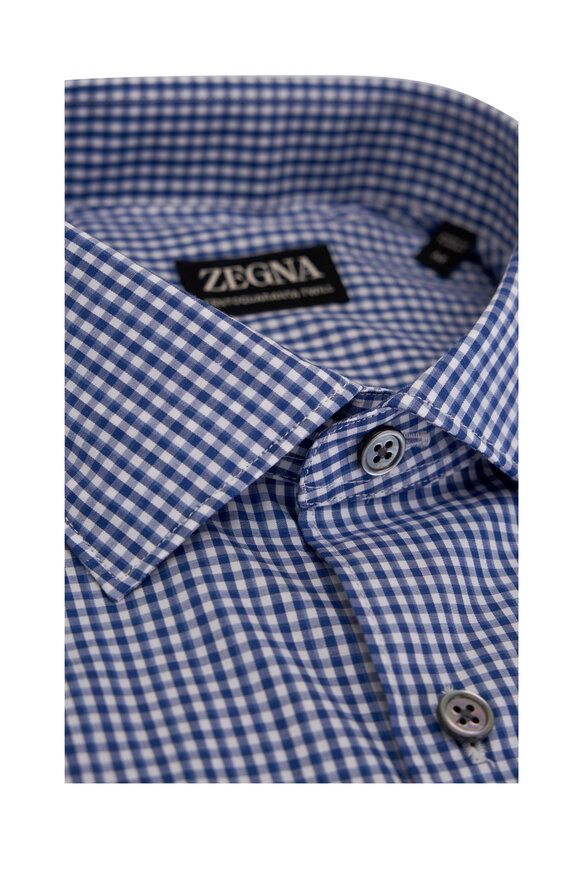Zegna - Blue & White Check Cotton Sport Shirt