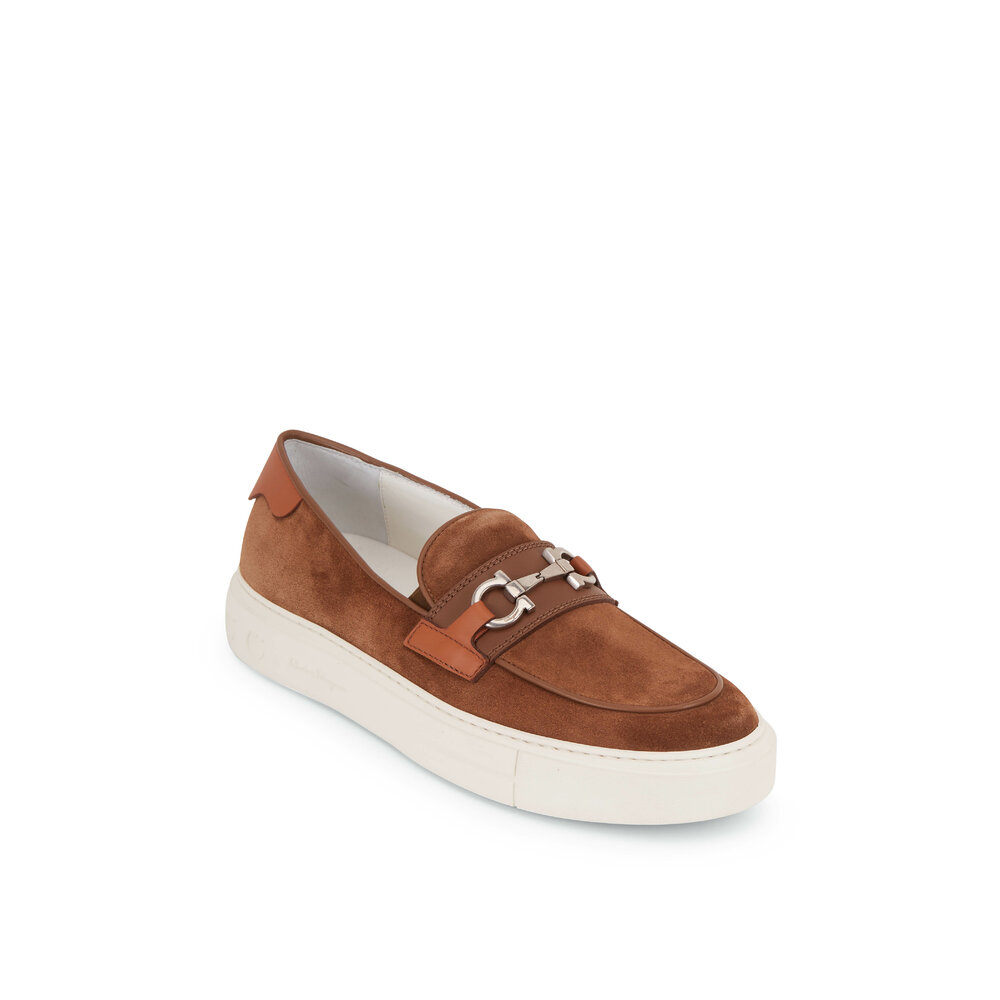 Like NEW! $950 Ferragamo Brown Suede Gancini Bit Loafers Slip-On Shoes 11.5 12 Ferragamo Men main image 3