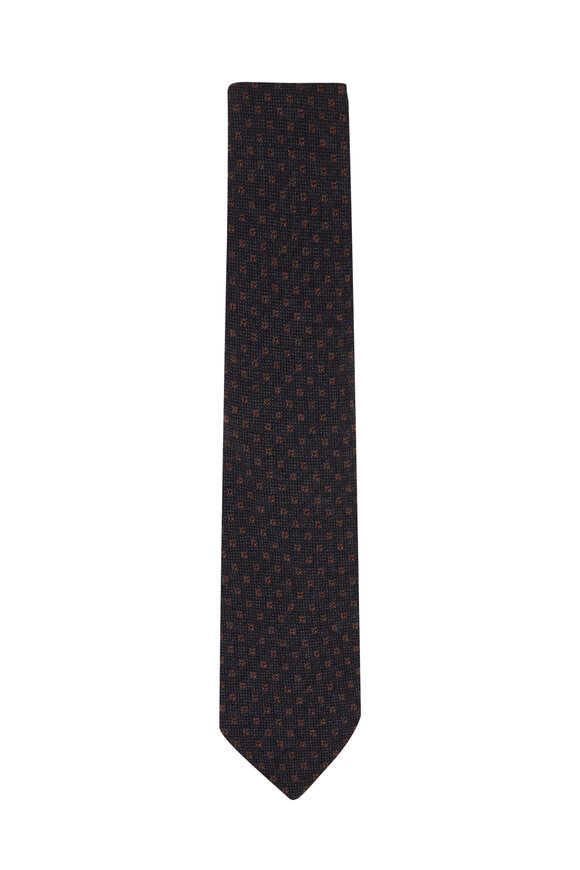 Bigi - Charcoal Geo Knit Cashmere Necktie