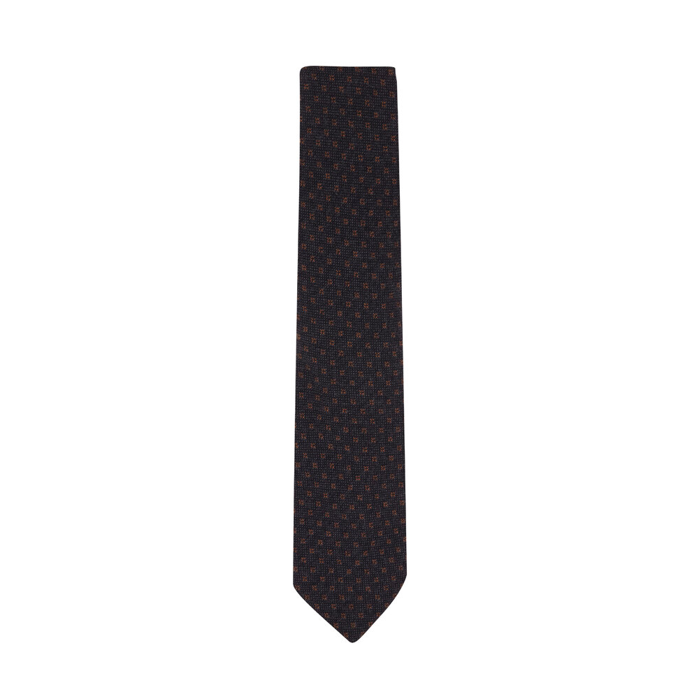 Bigi - Charcoal Geo Knit Cashmere Necktie | Mitchell Stores