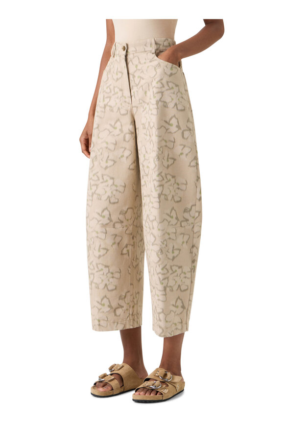 Akris Punto Farrow Beige Ikat Flower Print Barrel Pant - view 4
