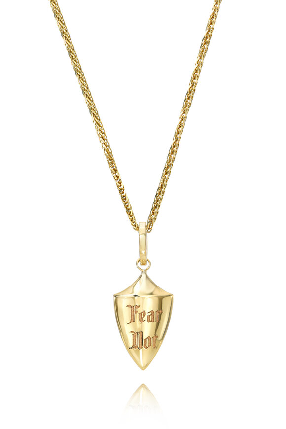 Dru 14k Yellow Gold Fear Not Baby Shield Necklace - view 1