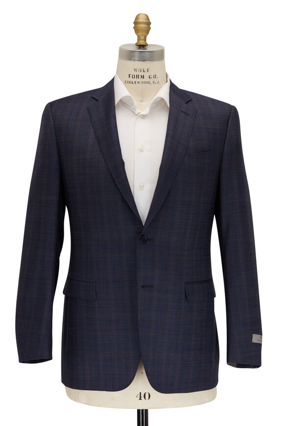 Canali - Super 130s Navy Blue Windowpane Wool Suit