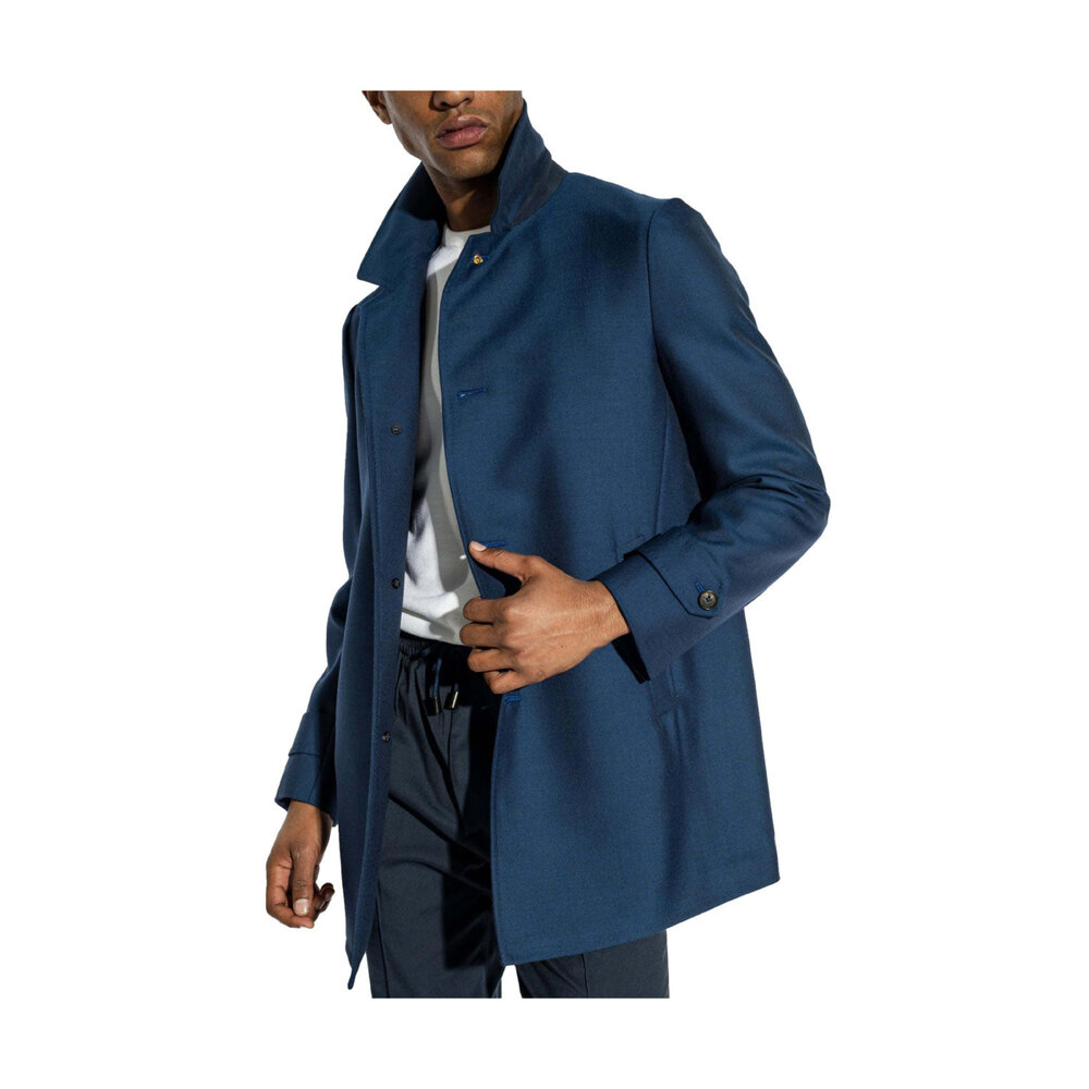 Isaia - Blue Cashmere Walking Coat | Mitchell Stores