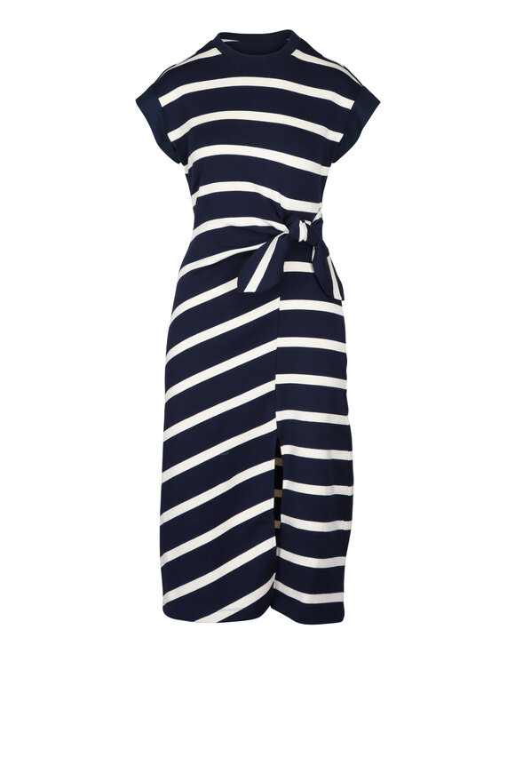 Tanya Taylor Maritime Blue Stripe Kovi Midi Dress