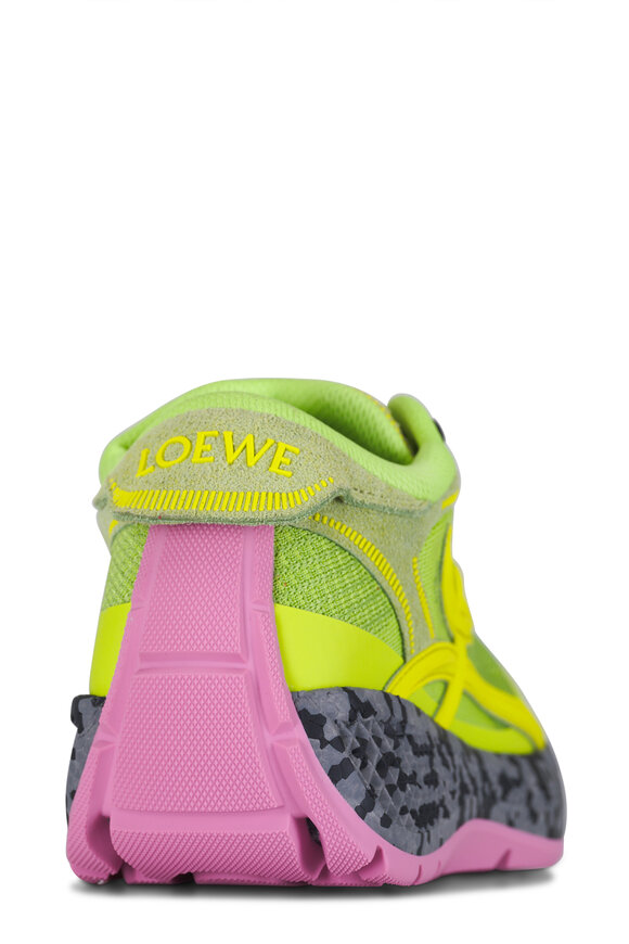 Loewe Pogo Green Multicolor Knit & Suede Sneaker - view 3