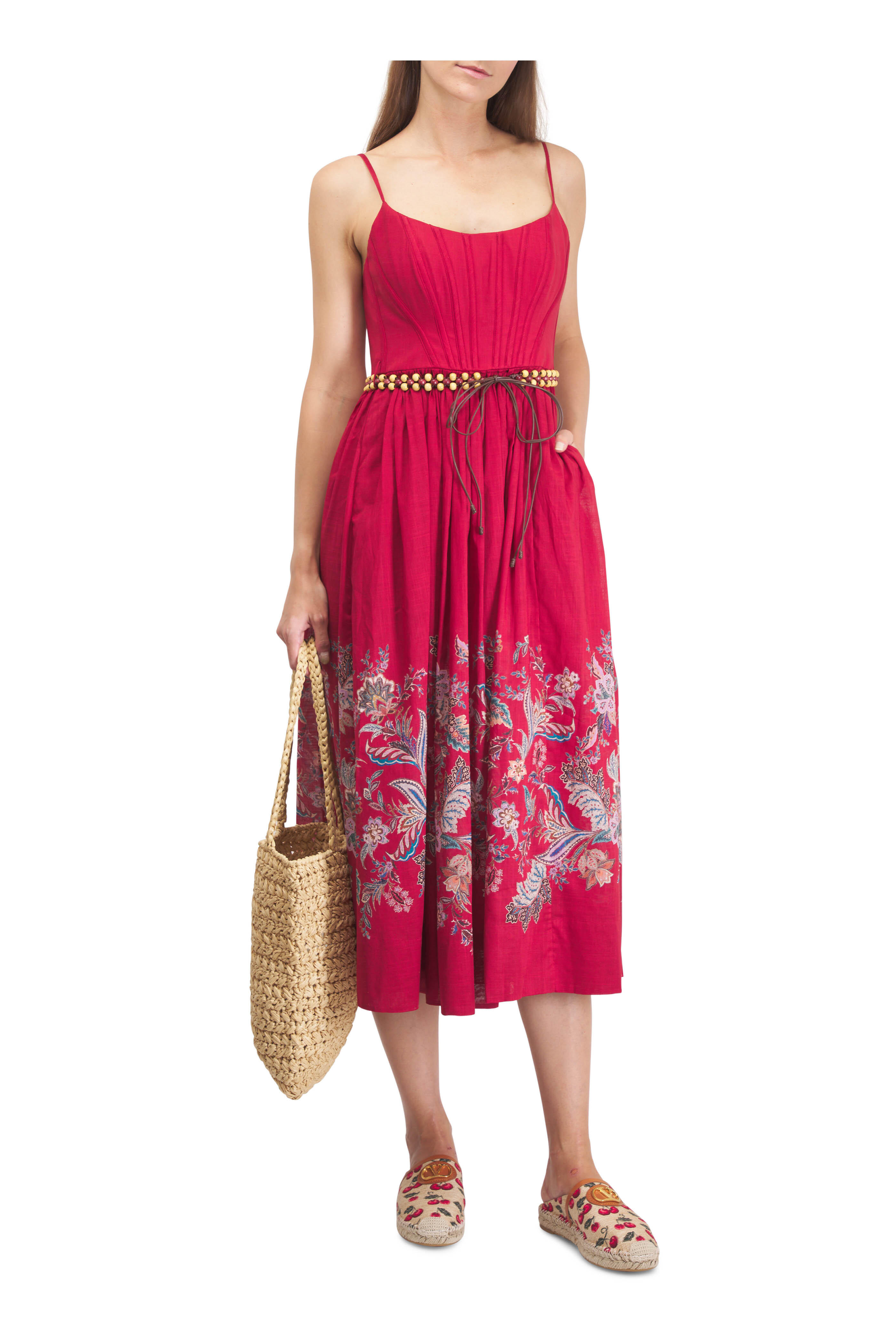 Zimmermann - Rhiannon Red Multi Paisley Corset Midi Dress
