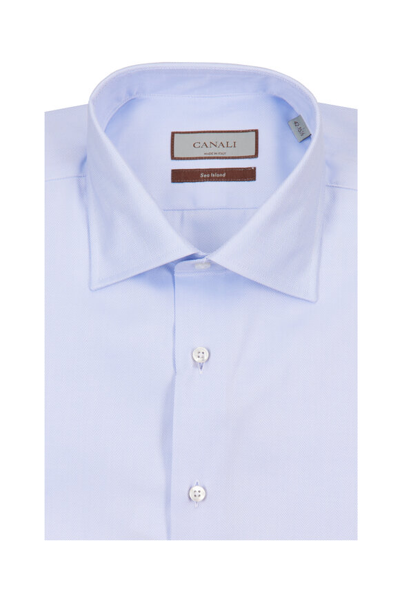 Canali Light Blue Cotton Sport Shirt - view 1