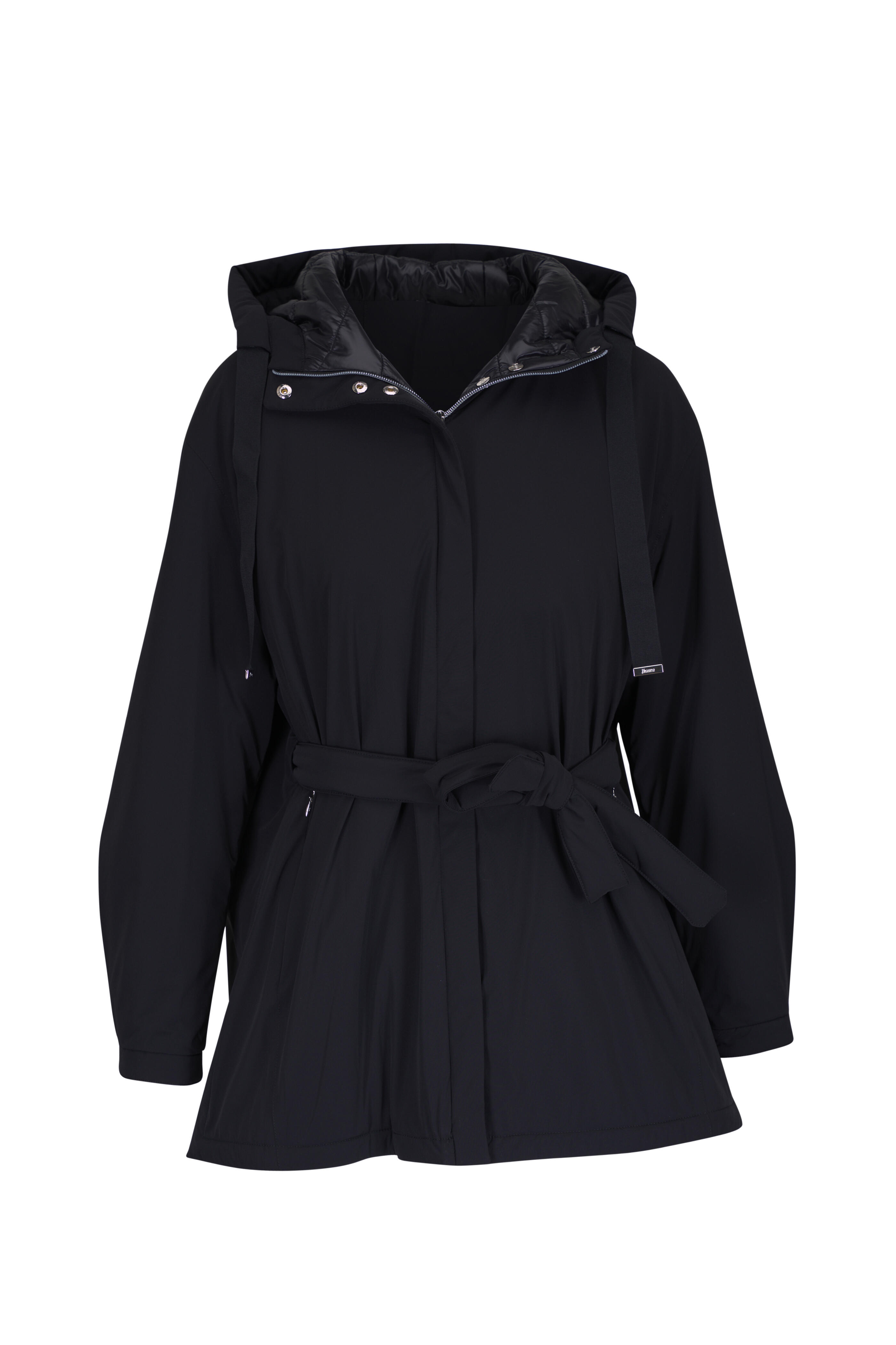 Herno - Travel Black Hooded Nylon Packable Coat | Mitchell