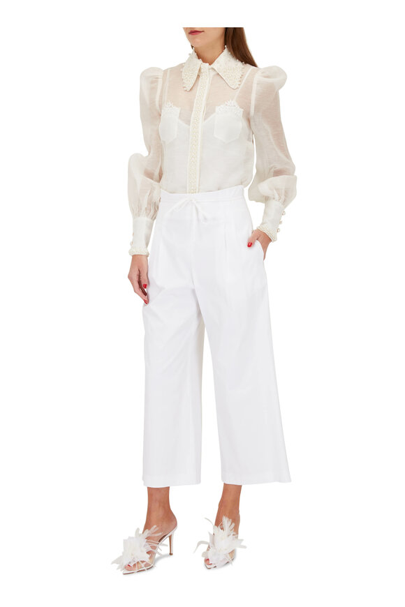 Zimmermann - Ivory High Tide Pearl Button Down Shirt