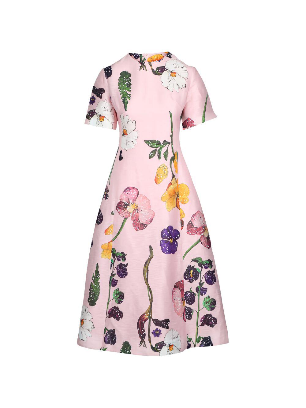Leo Lin - Caroline Wildbloom Short Sleeve Midi Dress