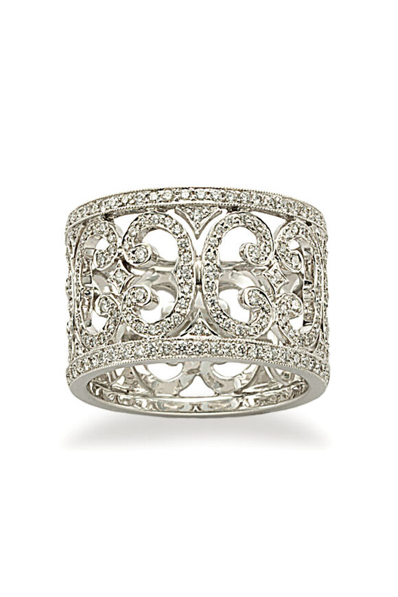 Penny Preville - White Gold Scroll Diamond Ring