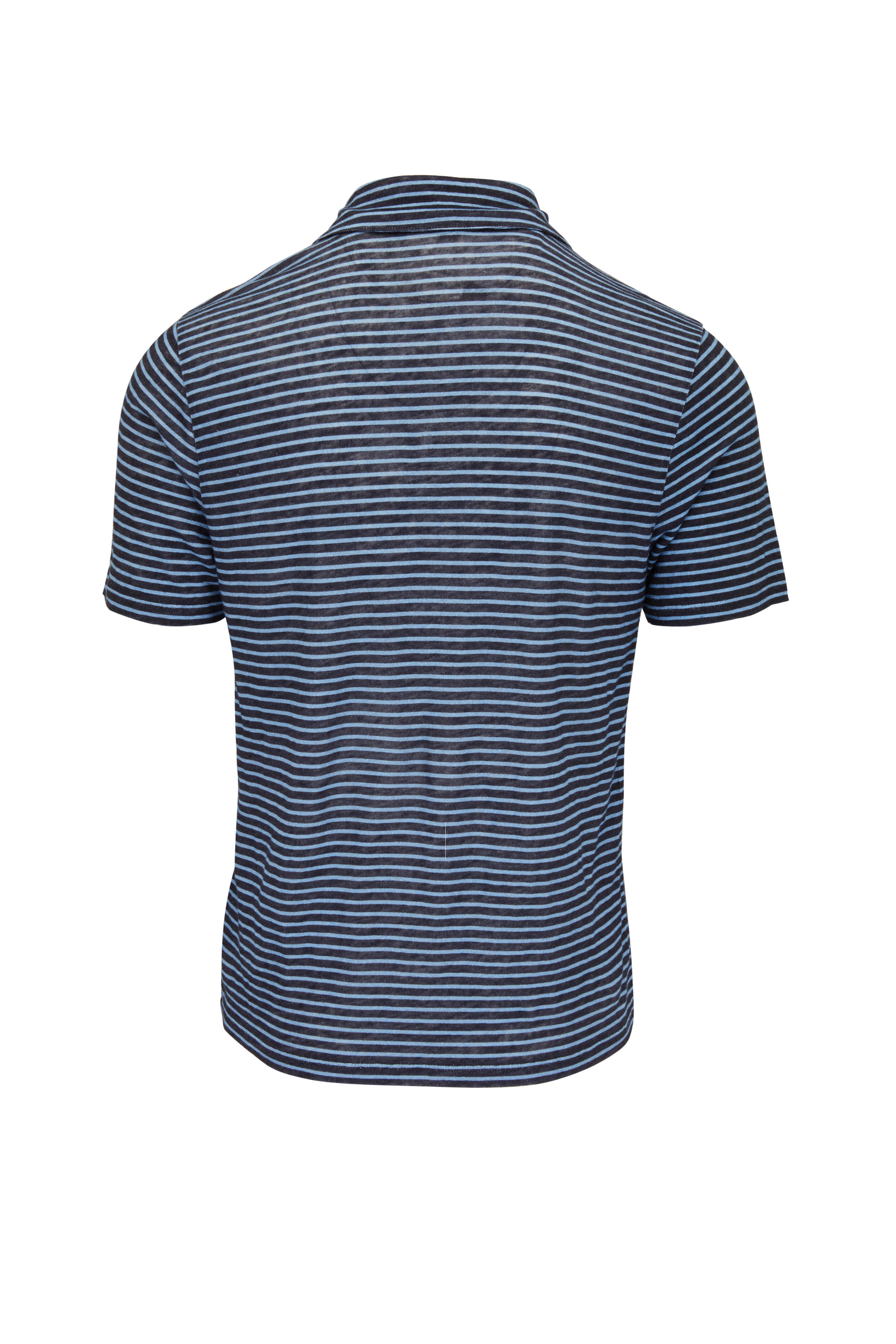 Vince - Coastal Blue & Delft Striped Short Sleeve Polo
