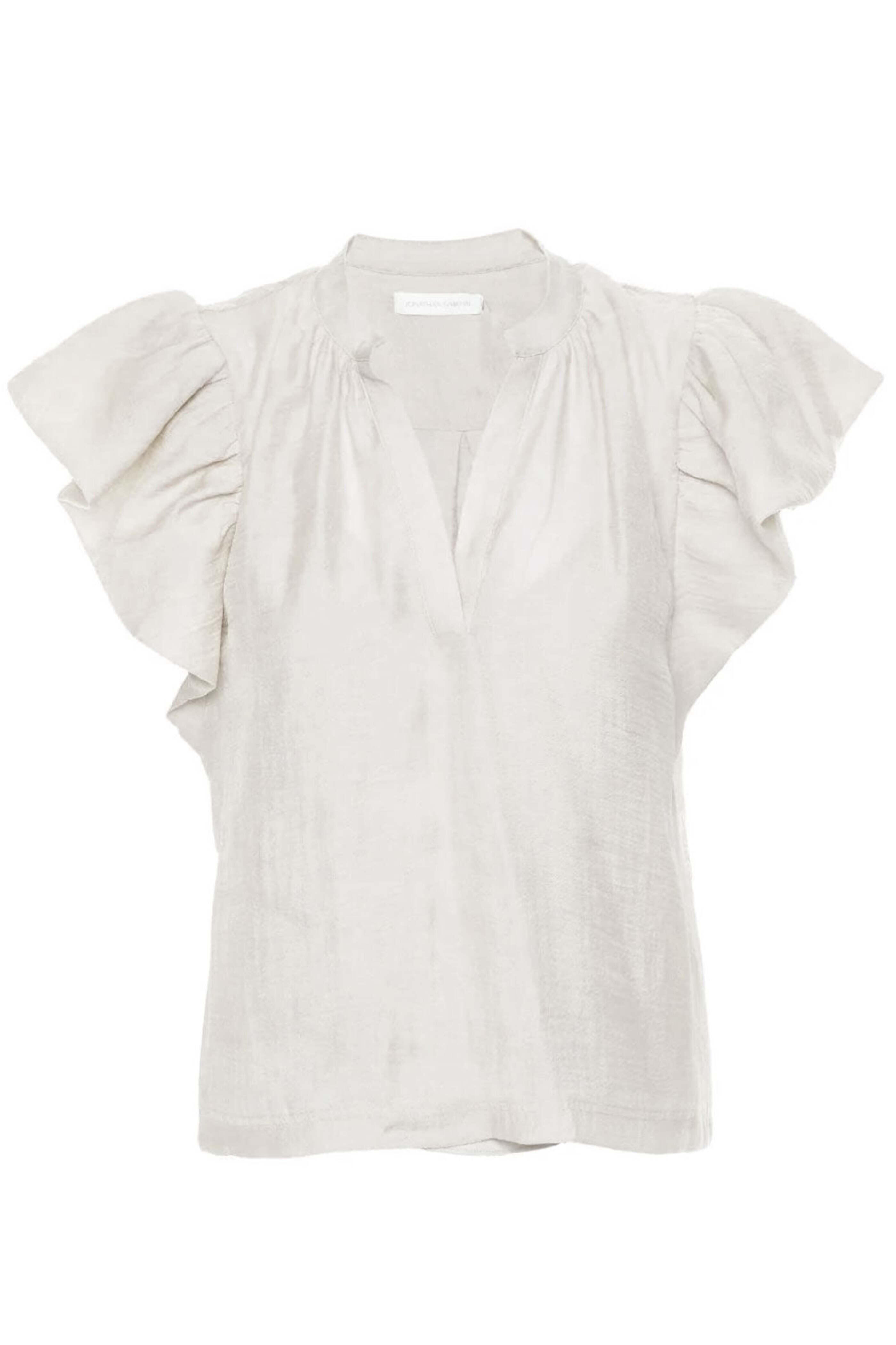 Simkhai - Off White Organdy Ayme Ruffle Sleeve Top