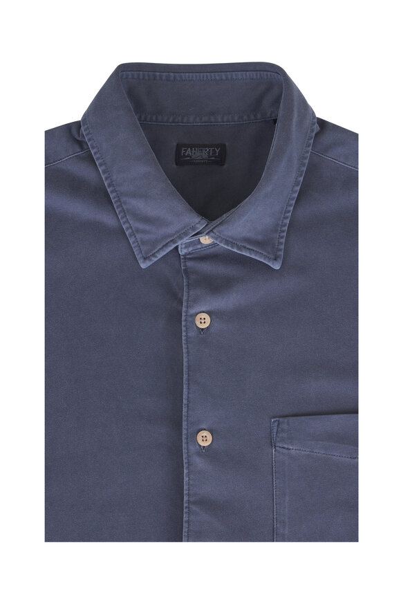 Faherty Brand Costa Pique Abyss Navy Button Down Shirt - view 1