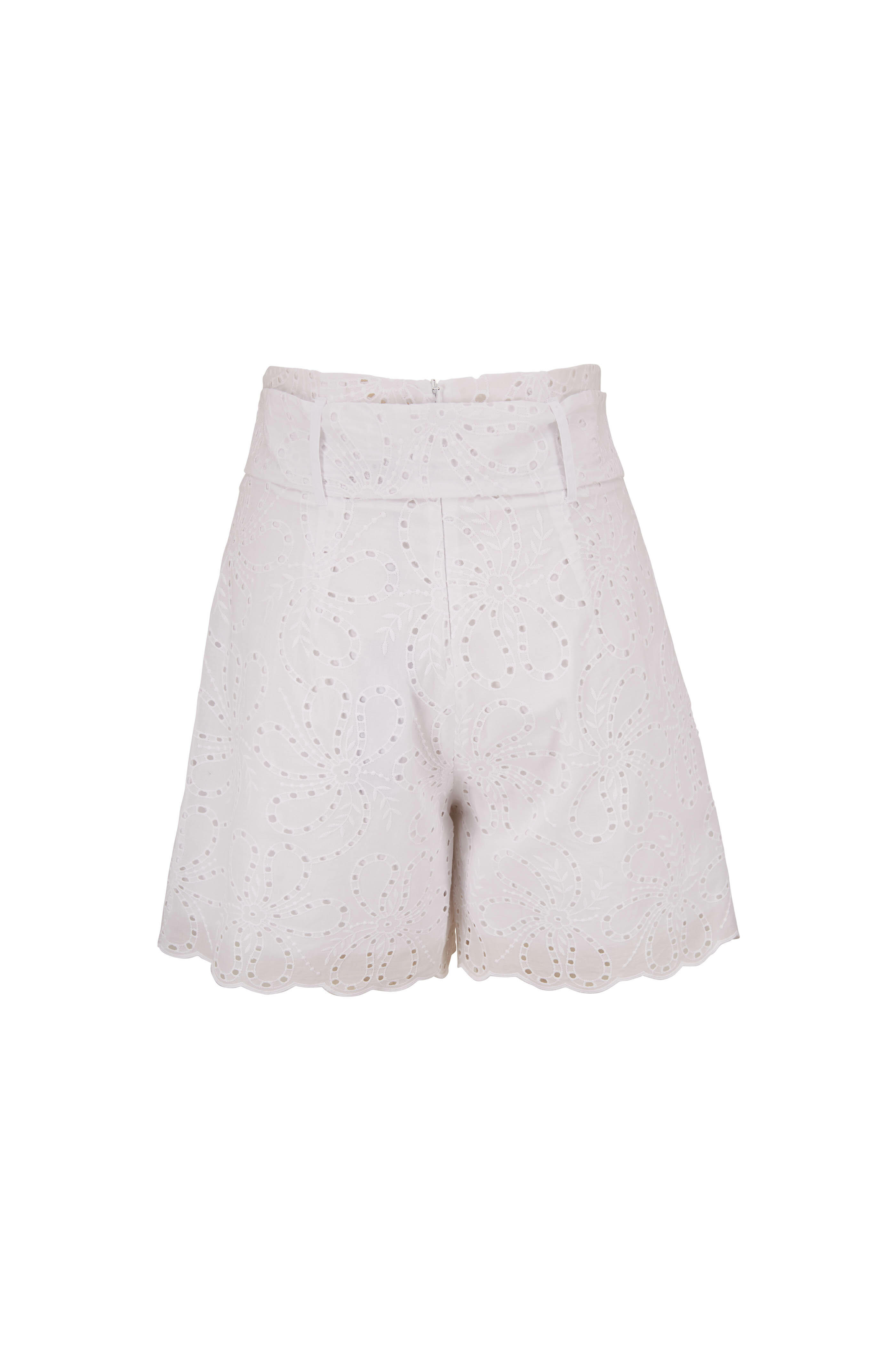 D.Exterior - White Eyelet Lace Front Tie Shorts | Mitchell Stores