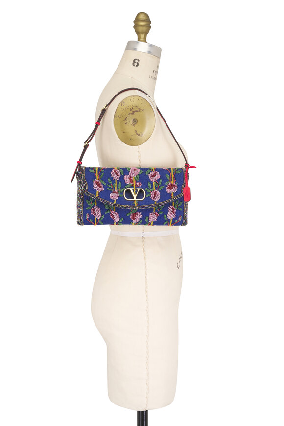 Valentino Garavani Small Devain Rose Beaded Shoulder Bag - view 5