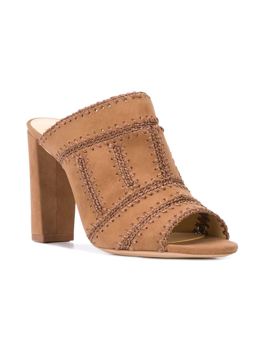 Alexandre Birman - Astrid Light Beige Suede Crochet Mule, 90mm