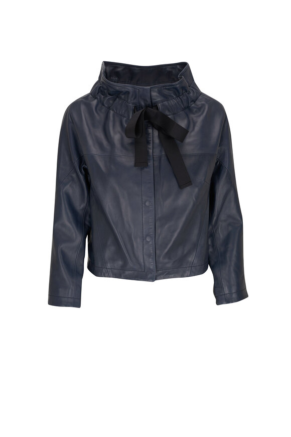 Avinguda Cinch Navy Leather Jacket