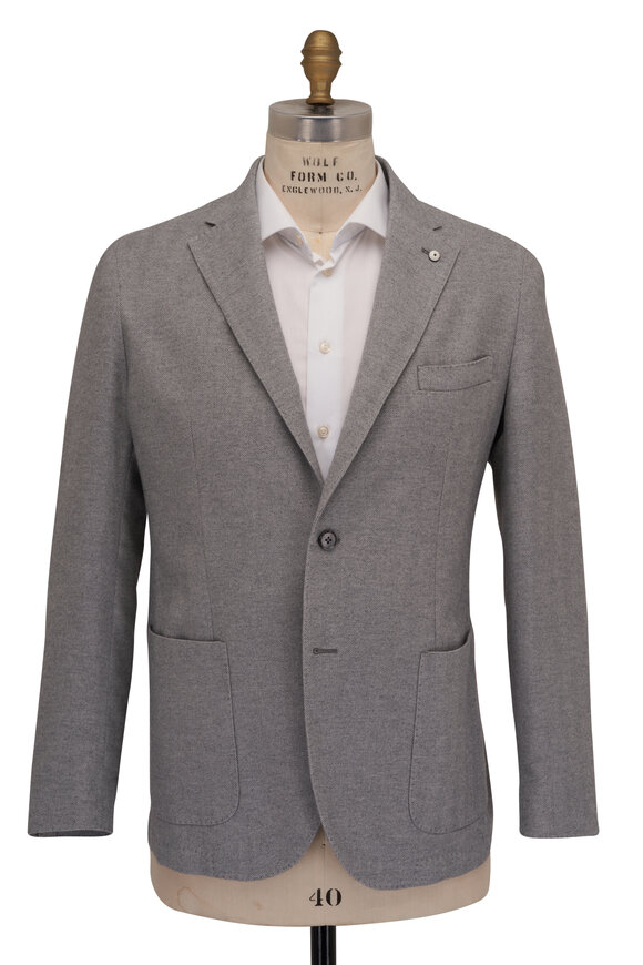 L.B.M. 1911 - Light Gray Tonal Herringbone Cotton Sportcoat 