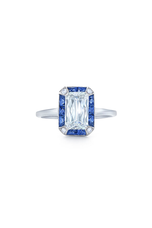 Kwiat - Platinum Ashoka Diamond & Sapphire Ring