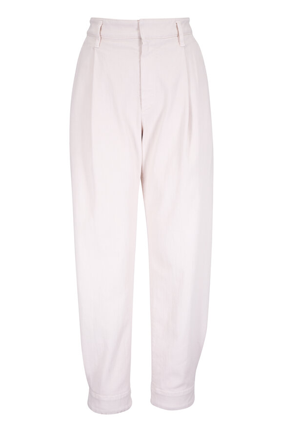 Brunello Cucinelli Baggy Sartorial Cream Monili Detail Pant