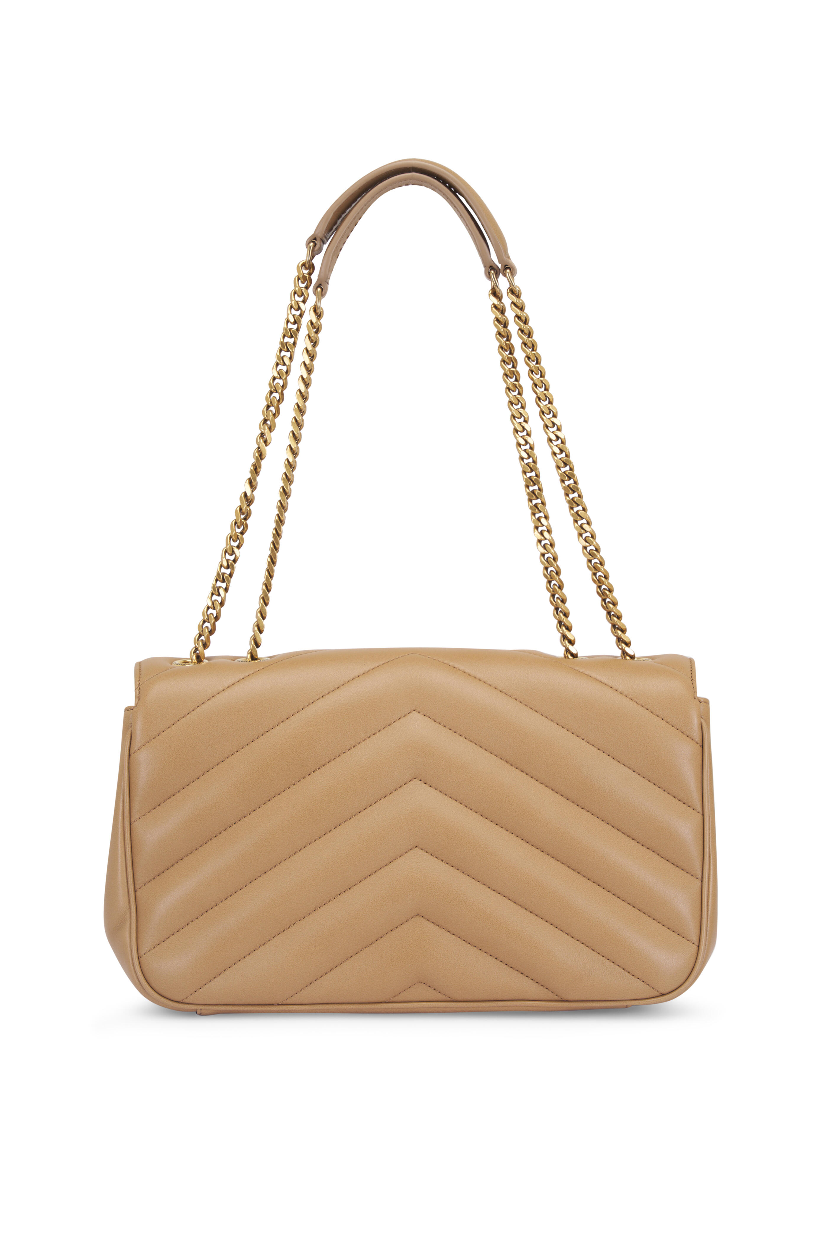 Saint Laurent - Medium Loulou Tan Quilted Leather Chain Bag