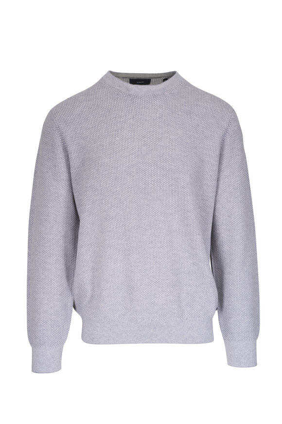 Vince Heather Gray Geo-Jacquard Crewneck Sweater