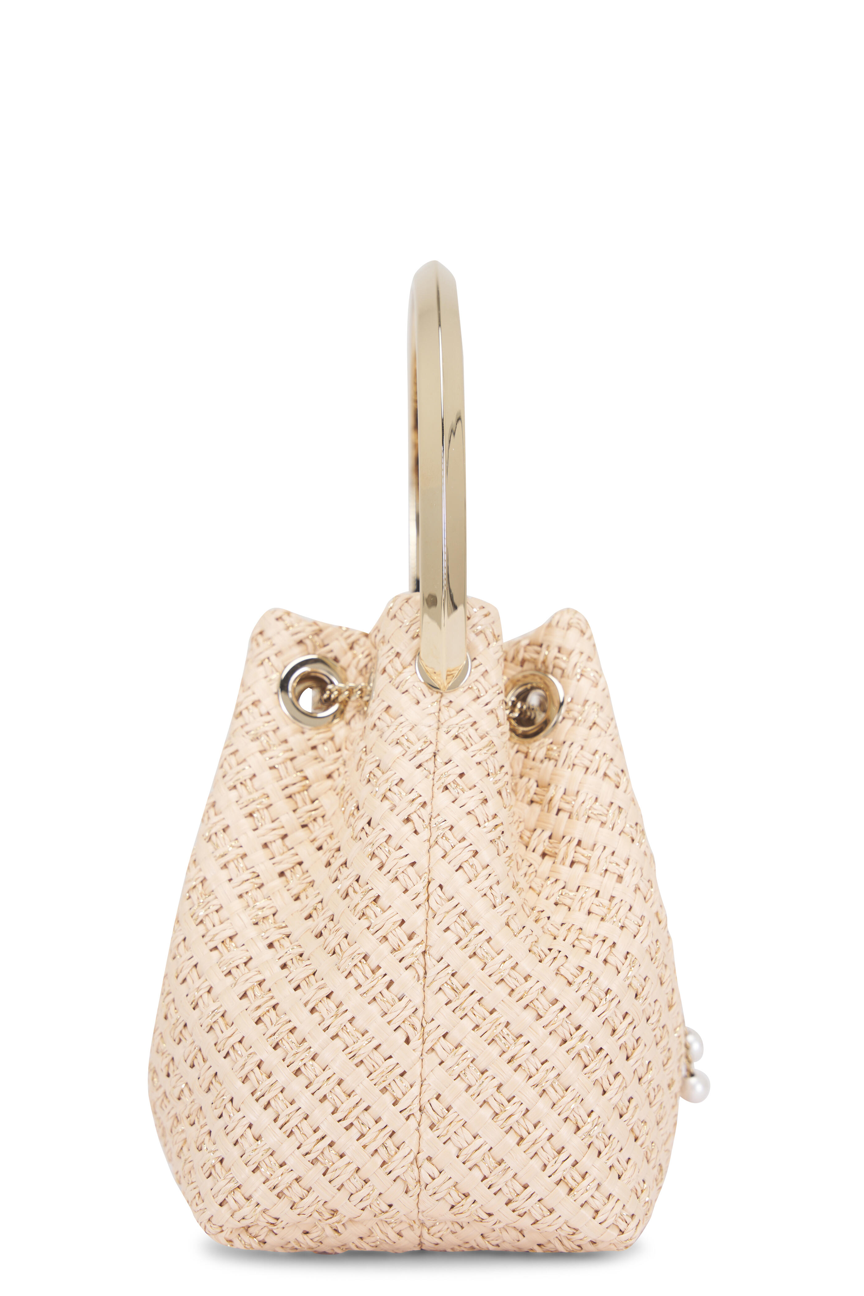 Jimmy Choo - Bon Bon Natural & Gold Top Handle Bucket Bag