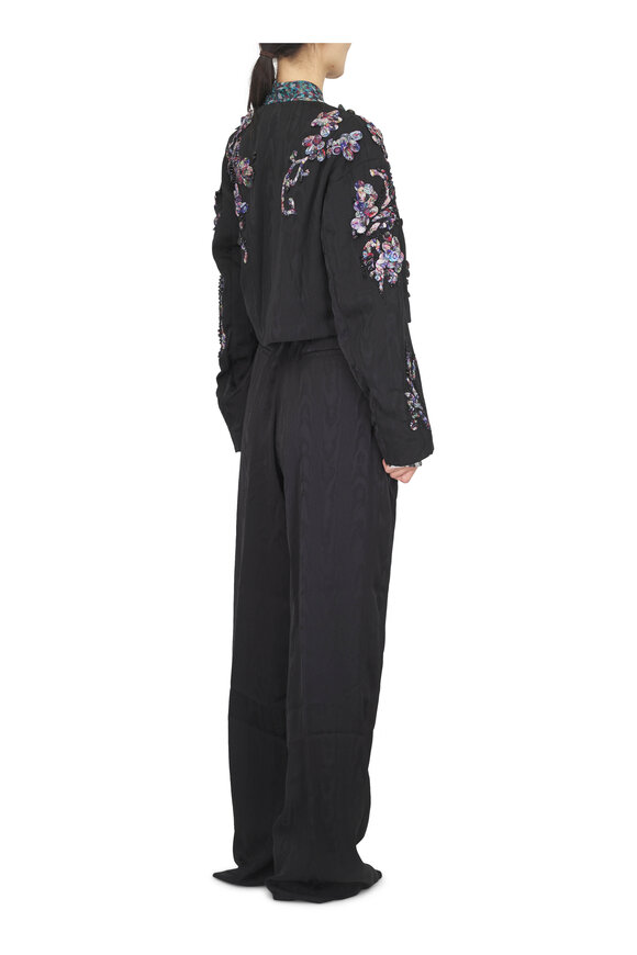 Dries Van Noten Petrol Mini Marbled Clay Print Silk Blouse - view 3