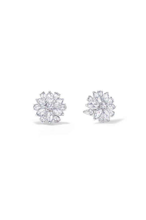 64 Facets Diamond Eclat Flower Stud Earrings