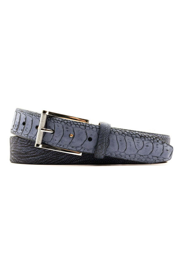 Martin Dingman Genuine Ostrich Belt in Sapphire - view 1