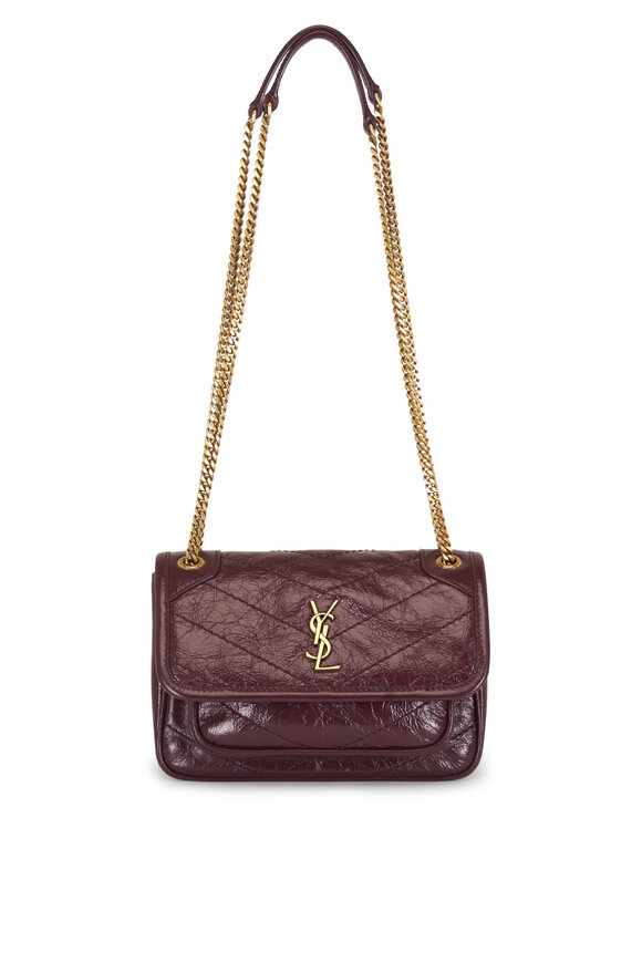 Saint Laurent Mini Niki Rouge Cabernet Vintage Leather Chain Bag