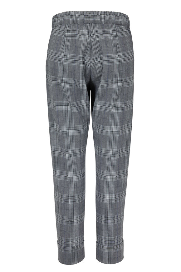 D.Exterior - Blue Glen Plaid Pull-On Cuffed Pant 