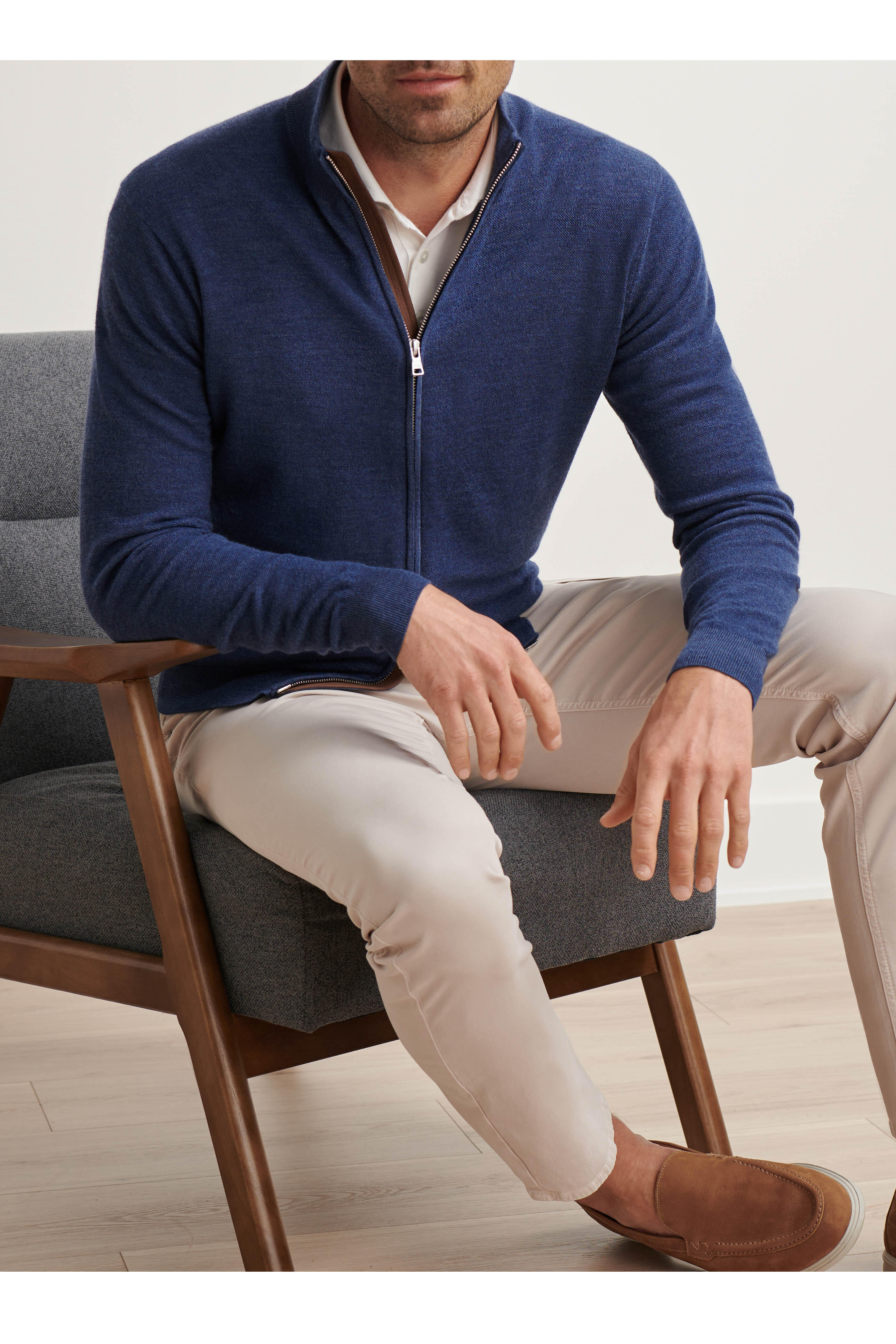Peter Millar - Excursionist Flex Nebula Blue Full Zip Sweater
