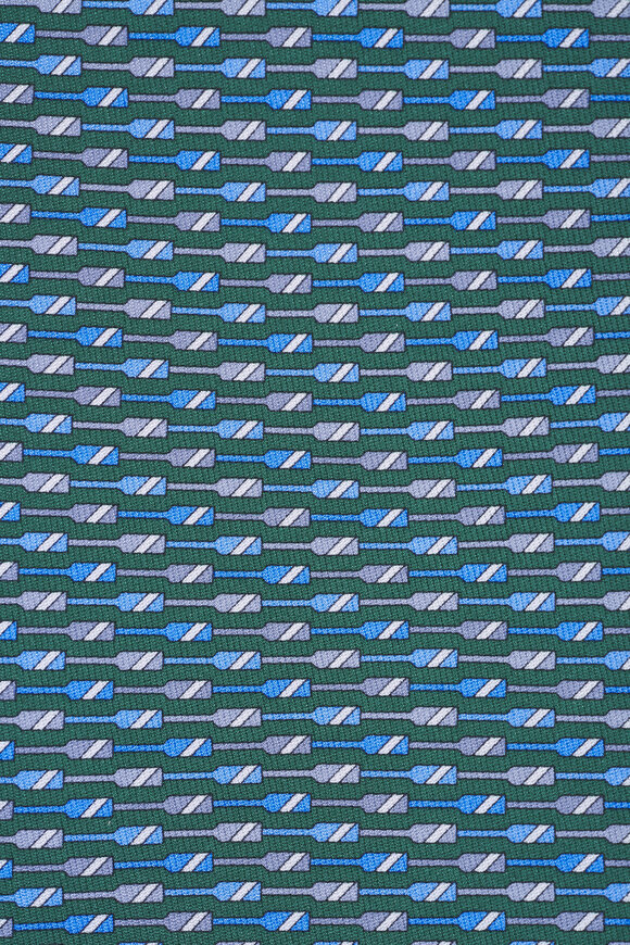 Ferragamo Green Oar Print Silk Necktie - view 2
