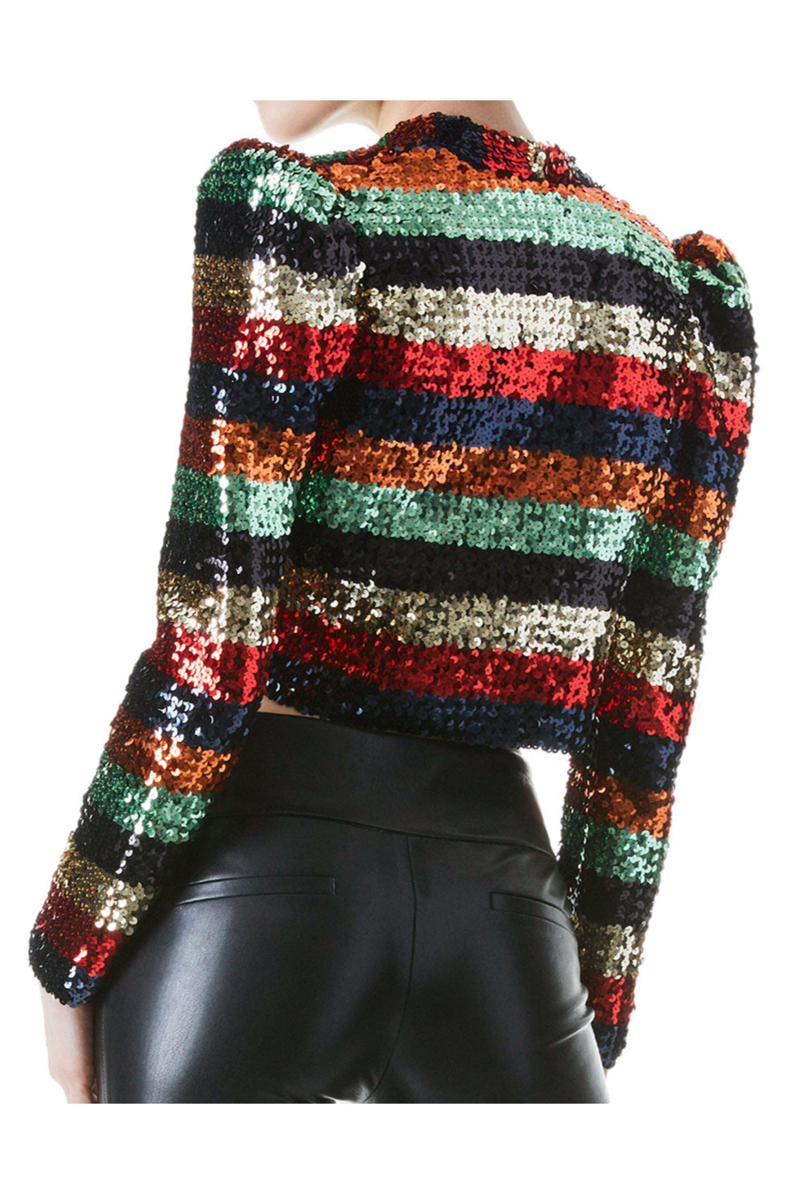 Alice & Olivia - Sequin Stripe Open Front Sherryl Cardigan