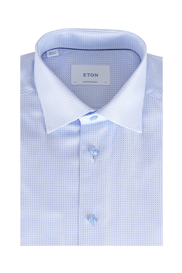 Eton Blue King Micro Check Contemporary Fit Dress Shirt - view 1