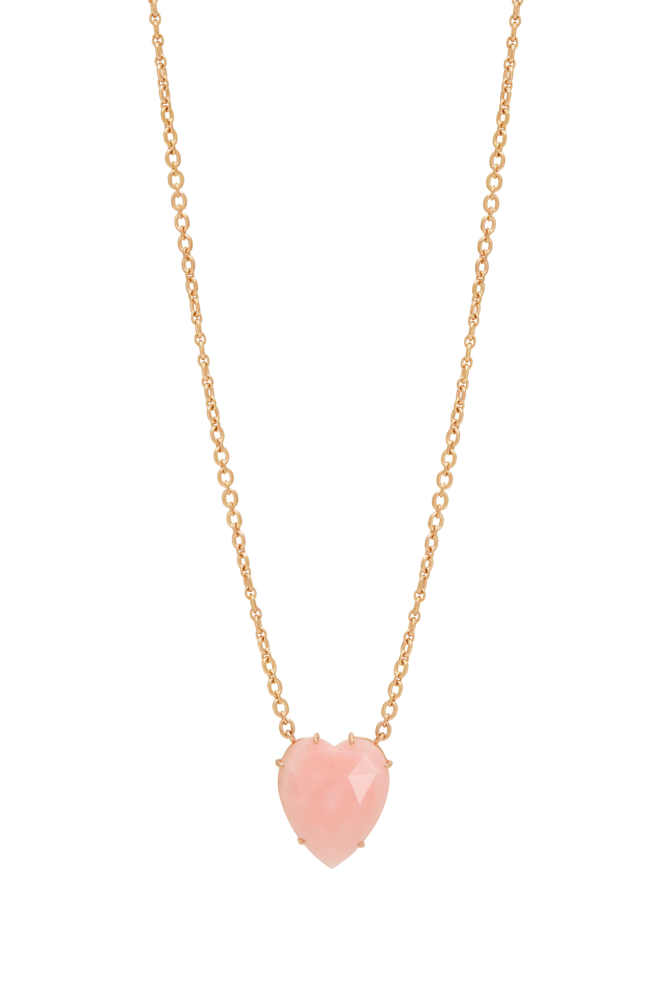 Irene Neuwirth Rose Gold Pink Opal Heart Pendant