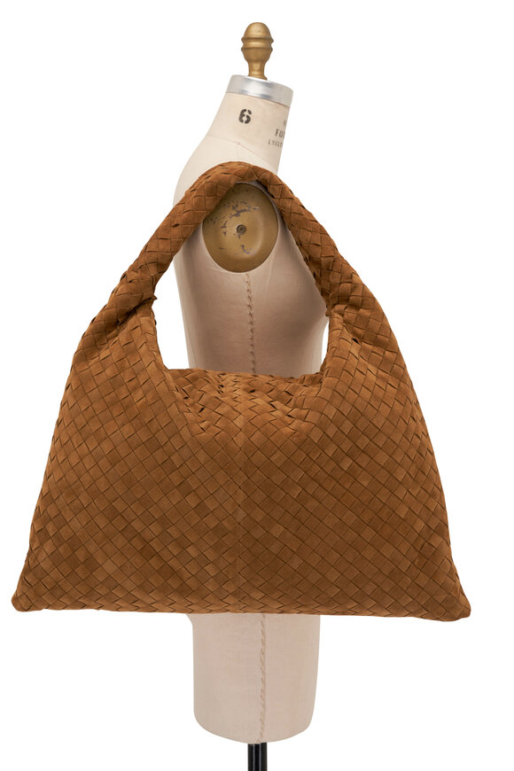 Bottega Veneta -  Large Hop Acorn Intrecciato Suede Hobo Bag 