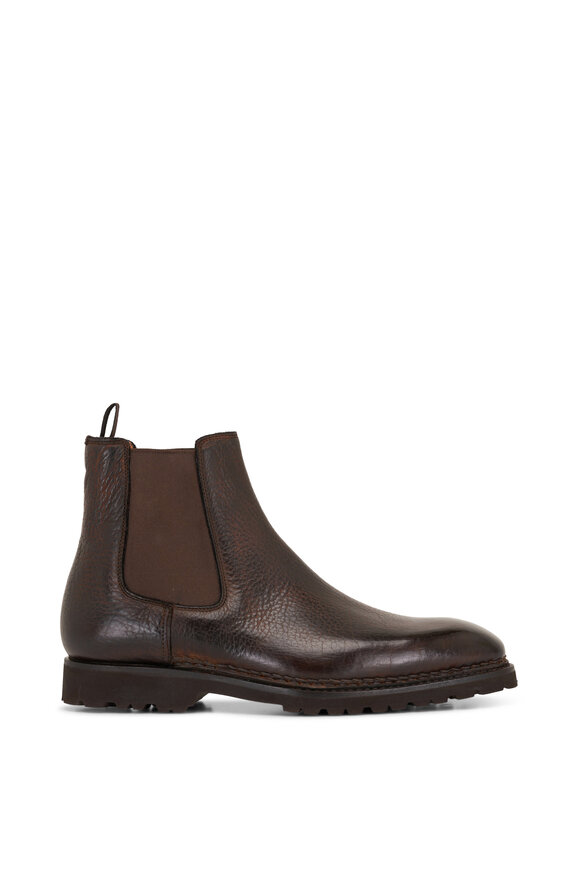 Bontoni - Cavaliere Dark Brown Grain Leather Chelsea Boot 