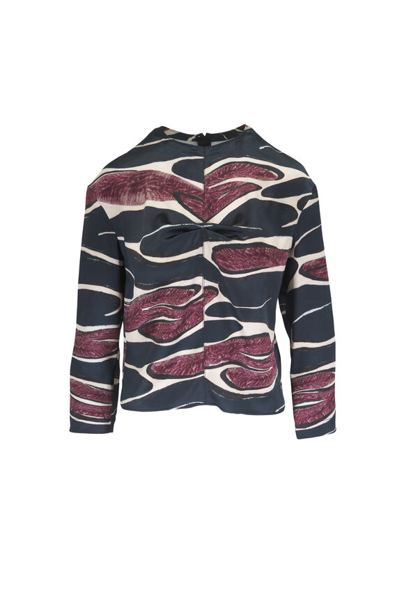 Marni Black & Crimson Flow Print Stretch Top - view 1